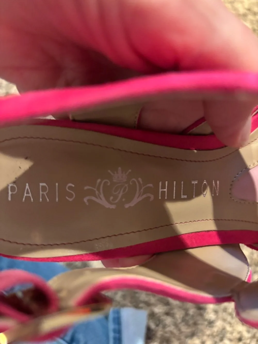 Paris Hilton Hot Pink Suede Platform Sandals with Cork Block Heel